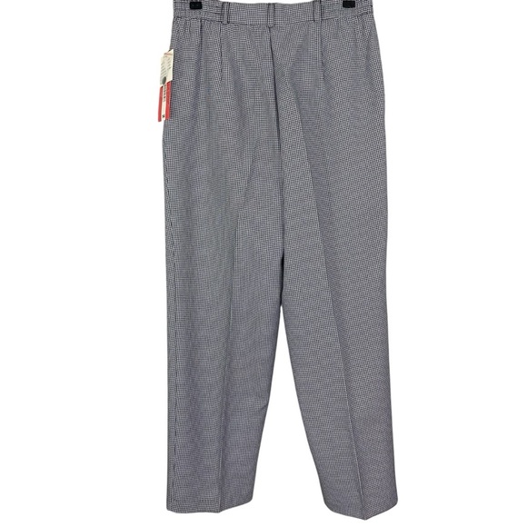 NOS Vintage Dark Academia High Waisted Black Houndstooth Trousers Pants Size 14P - Picture 2 of 14